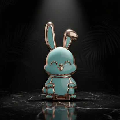 Ultra-Thin Cartoon Rabbit Phone Stand - Universal Finger Ring Holder with Foldable Design and Adhesive Support Frame