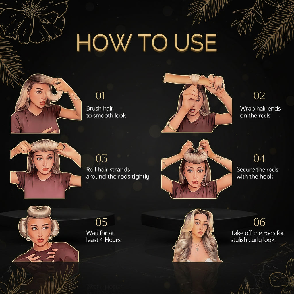 Heatless Hair Curler, Heatless Curls Overnight, No Heat Heatless Curling Rod Headband, Heatless Hair Curlers to Sleep In, 4PCS Rods with Hook for Most Hair Types